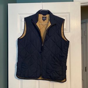 J.Crew Men's Quilted Walker Vest Size Small Blue Beige Full Zip Front Pockets